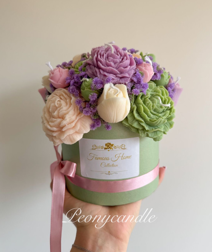 باکس گل شمع peonycandleهدیه جاودان