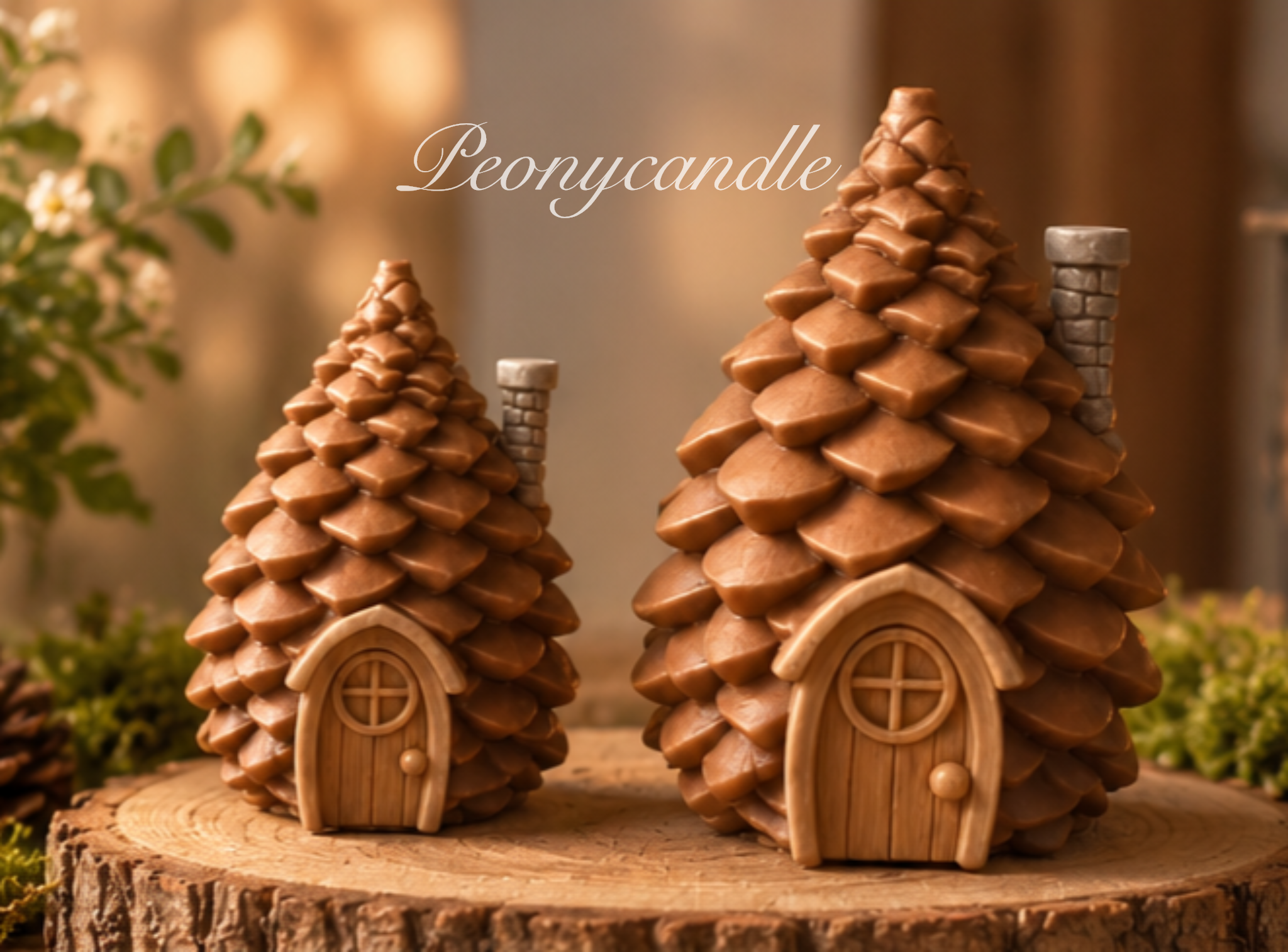 شمع کلبه کاج peonycandleمدل پاییزی دوسایز