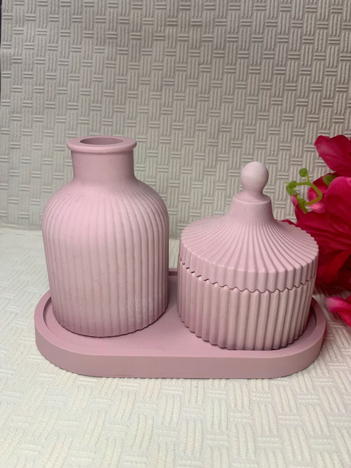 ست سنگی سینی بیضی و گلدان و جا جواهری در دار peonycandleمدل مراکشی