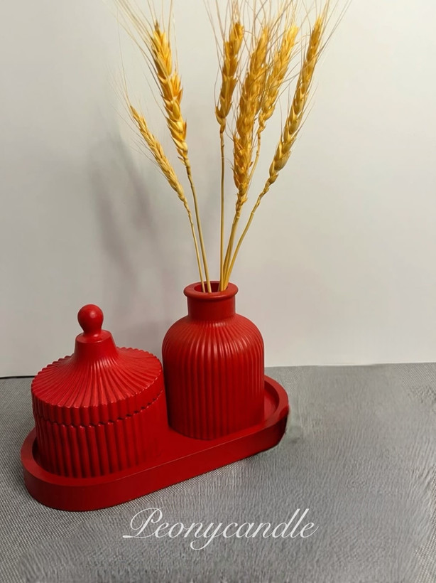 ست سنگی سینی بیضی و گلدان و جا جواهری در دار peonycandleمدل مراکشی